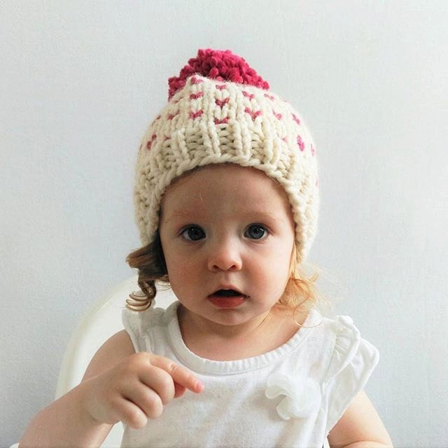 Little Hearts Beanie Knifty Knittings