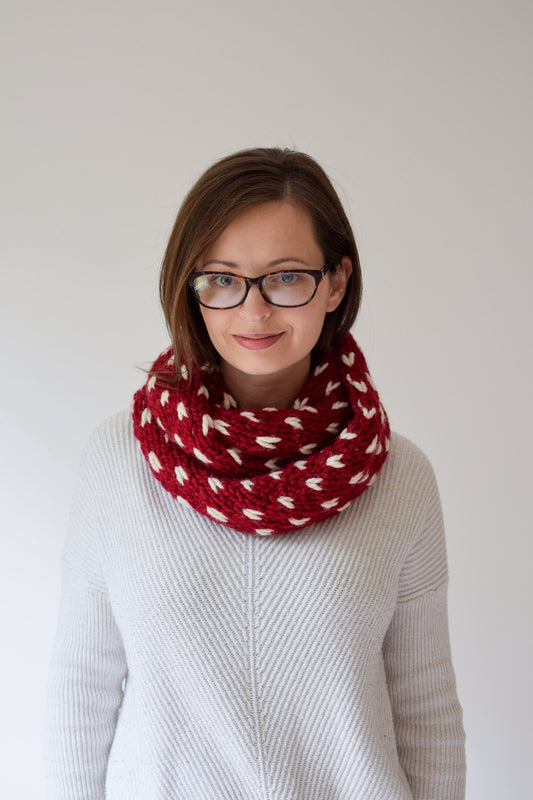 Little Hearts Infinity Scarf Knifty Knittings