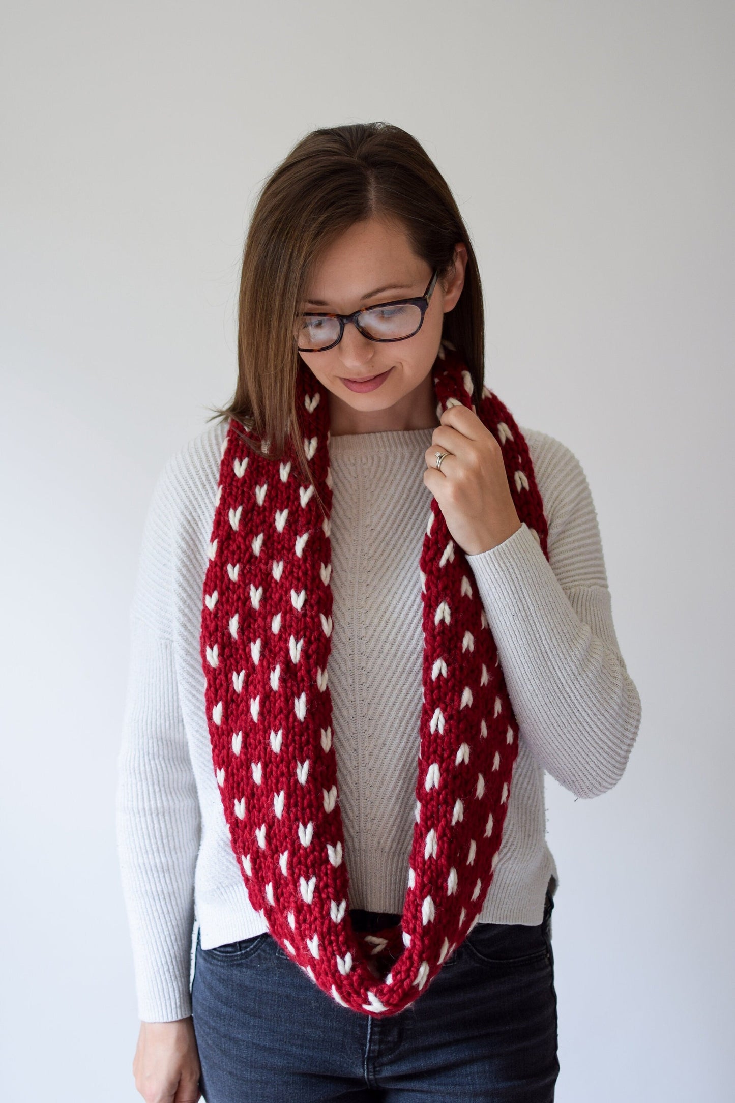 Little Hearts Infinity Scarf Knifty Knittings