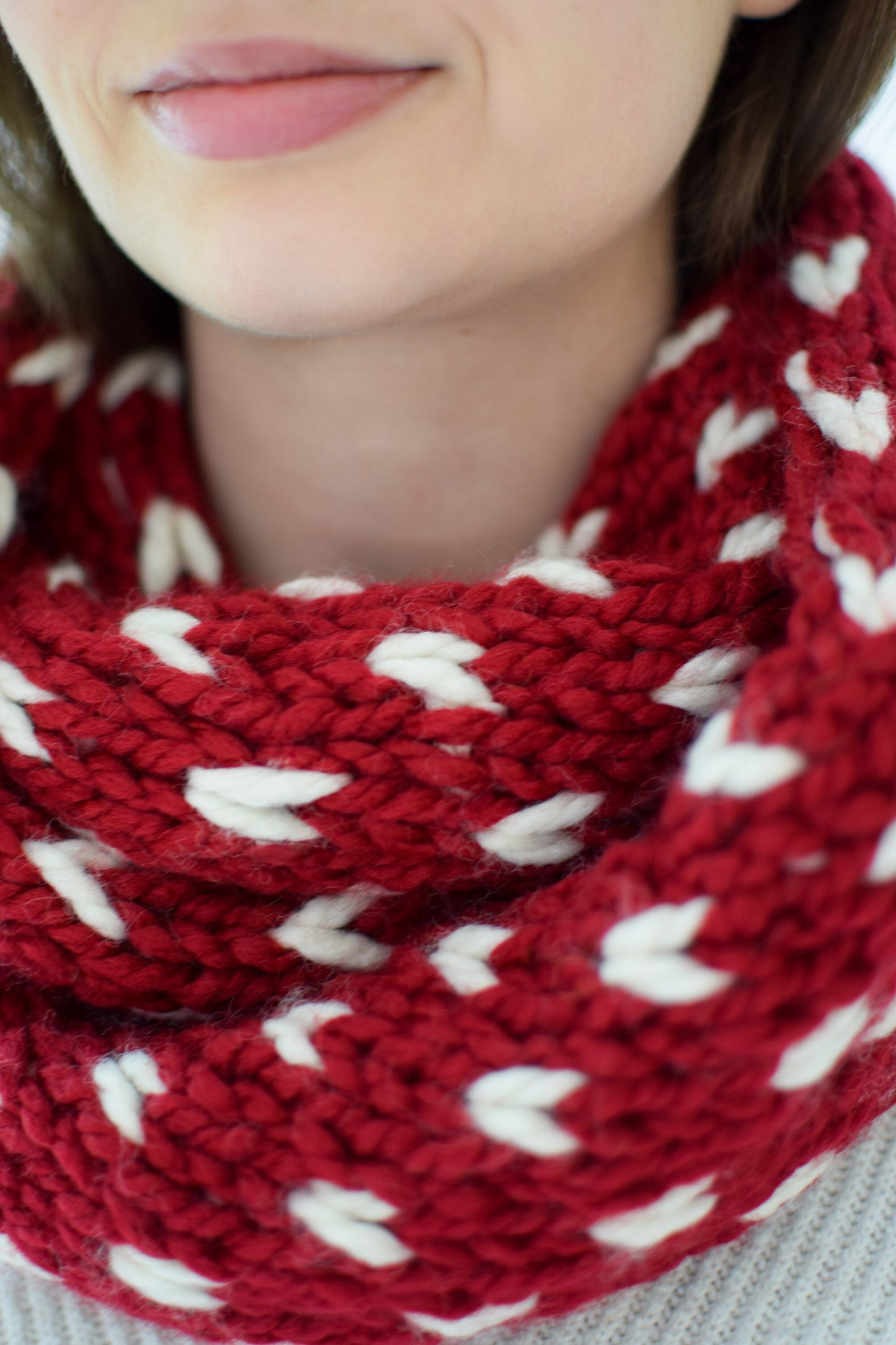 Little Hearts Infinity Scarf Knifty Knittings