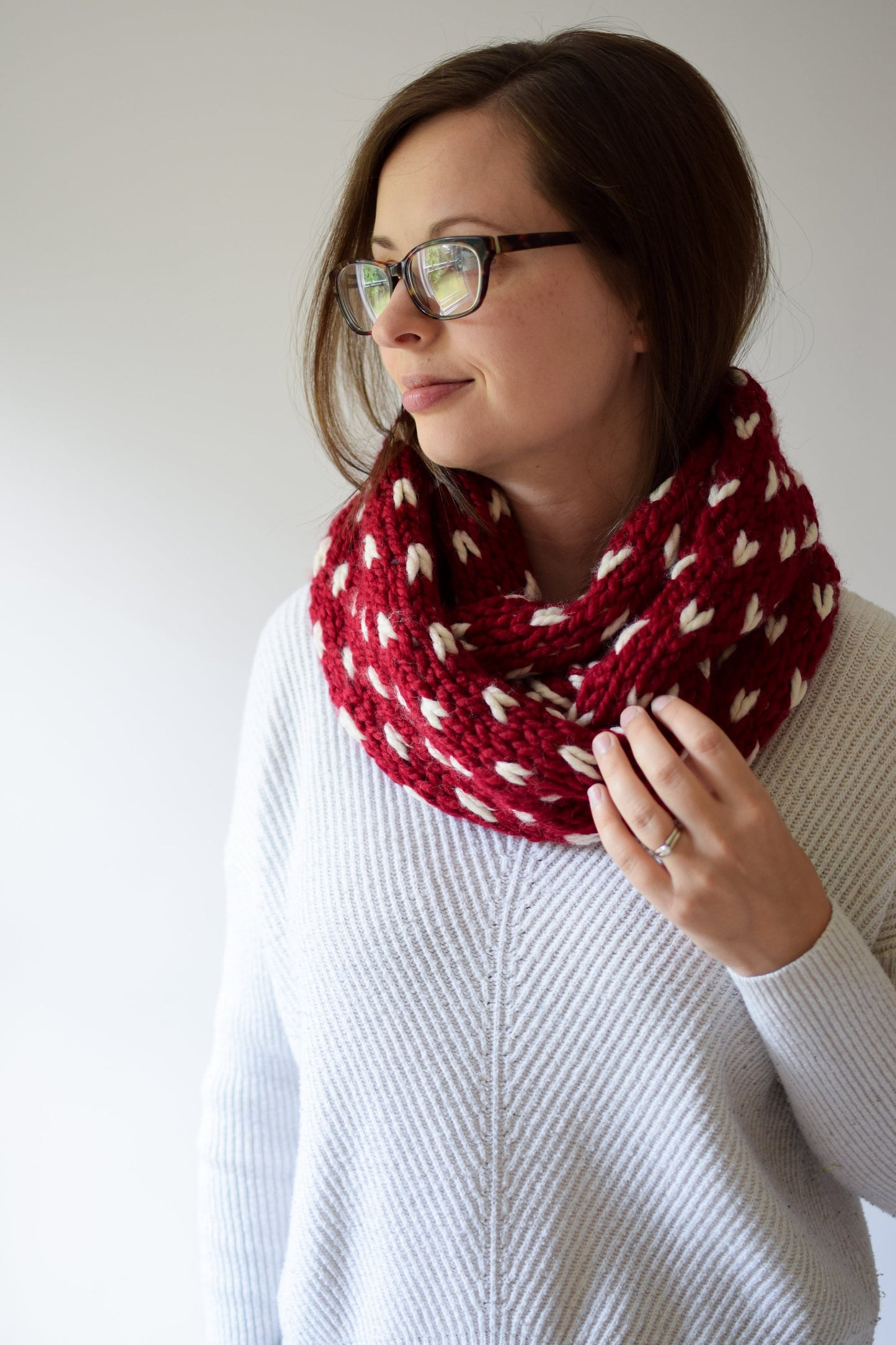 Little Hearts Infinity Scarf Knifty Knittings