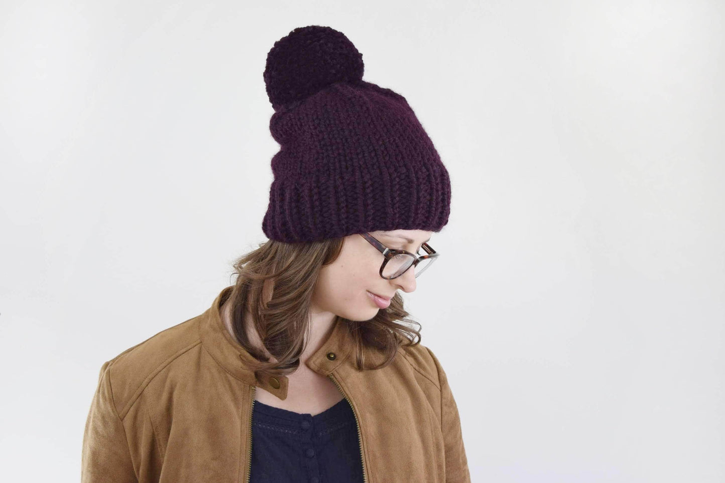 Chunky Knit Pom Pom Beanie Knifty Knittings