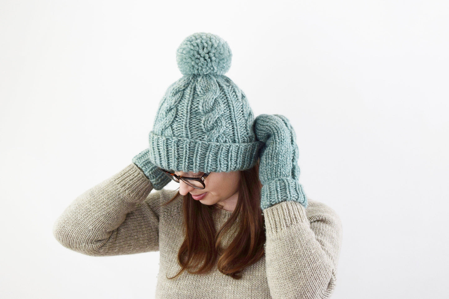 Classic Cabled Hat and MittensKnifty Knittings