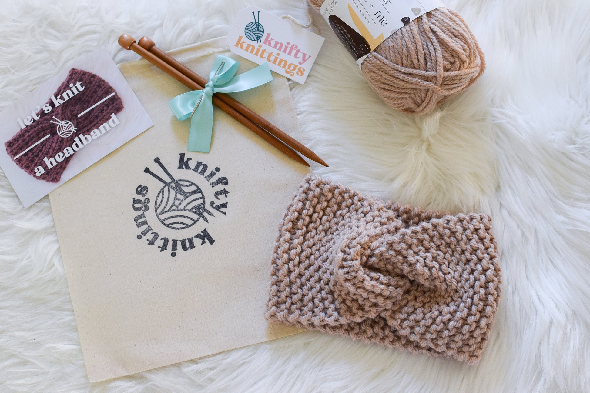 Beginner Knitting Kit // Headband Knitting Kit // Earwarmer Knitting Kit // Knit Kit // Learn To Knit Kit // DIY Gift Ideas